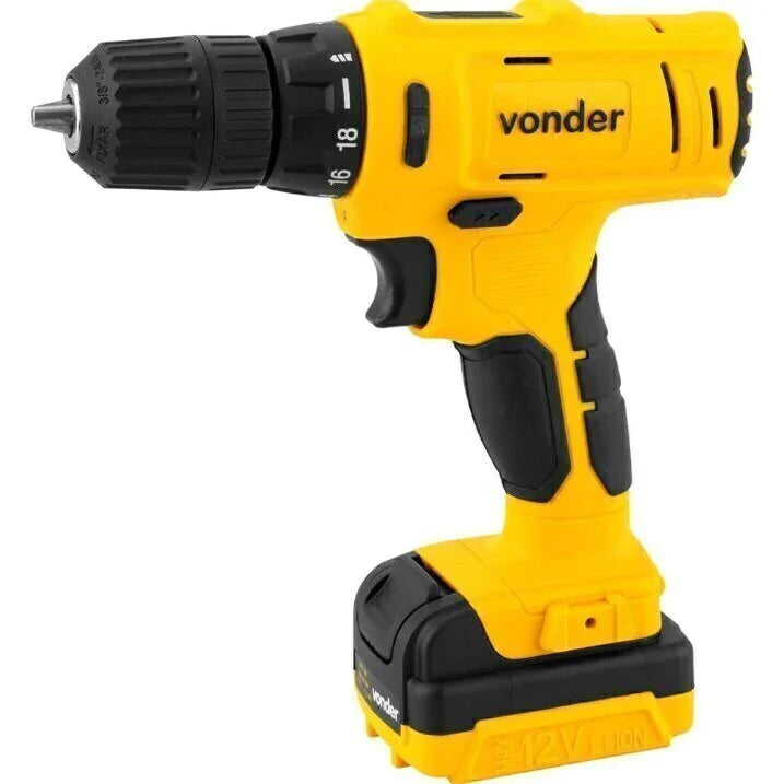FURADEIRA E PARAFUSADEIRA A BATERIA 12V COM FONTE BIVOLT PFV120 60.01.100.120 VONDER